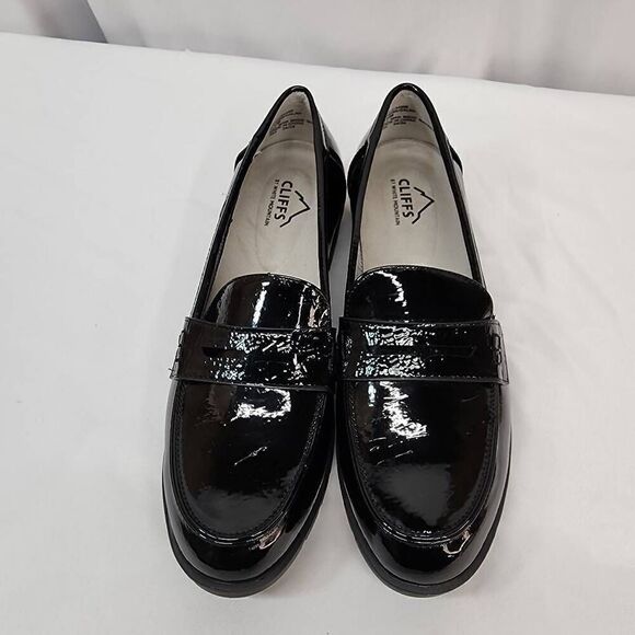 Cliffs By White Mountain Size 8.5 Women's Galah Penny Loafer Flack Black Patent - Picture 6 of 9